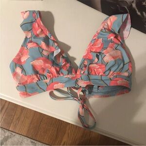 DIP~Blue Floral Print Swimsuit Bikini Halter Top Push Up~MEDIUM